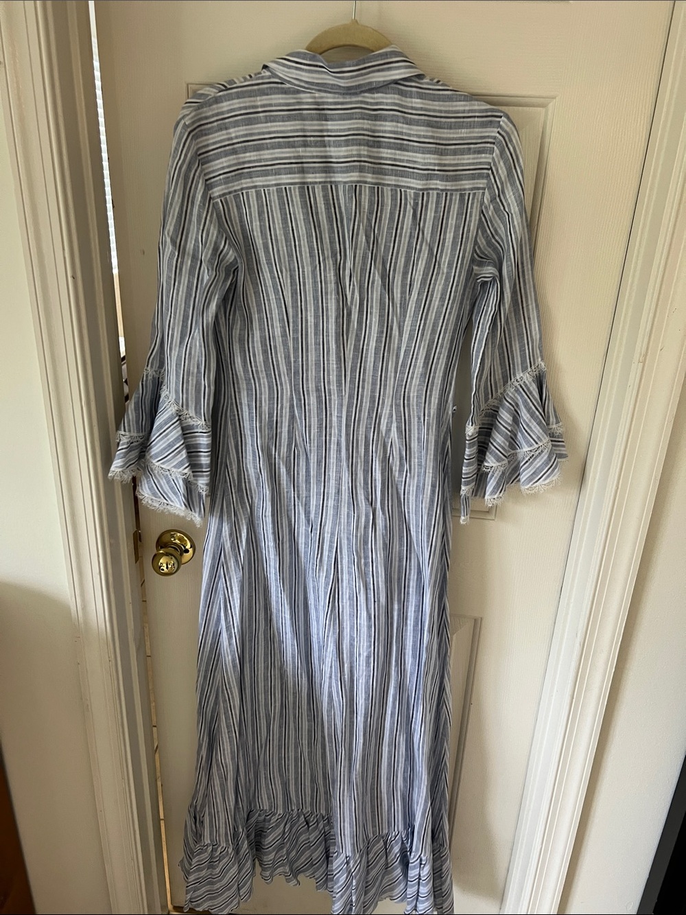 Ermanno Scervino Light Blue Striped Ruffle Maxi Dress - Picture 10 of 10